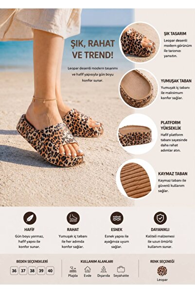 KANTEX Women's Leopard Patterned Thick Sole Lightweight Flexible Comfortable ...