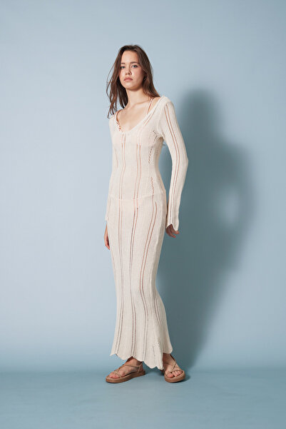 Nisan Openwork Knitwear Long Dress