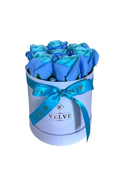 velve Aranjament floral Glamour Double Color, cutie rotunda cu 7 trandafiri s...
