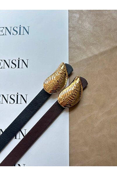 LİA KEMER 2-Pack Long Gold Ram Horn Buckle Belt Waist Belt Jacket Belt Dress ...