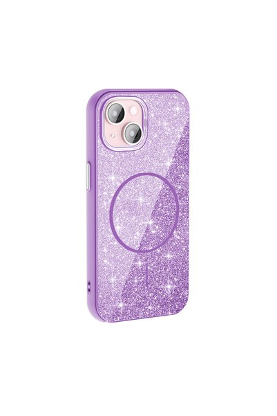 zore iPhone 15 Plus Case Non-Spill Glitter Silicone Magsafe Camera Raised Brsa