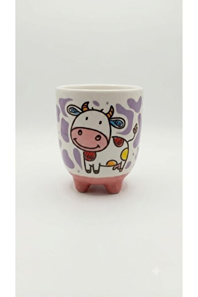 PALTO TASARIM Cow Mug 11 Handmade 3D Cream Glossy Mug - Handmade Ceramic Mug