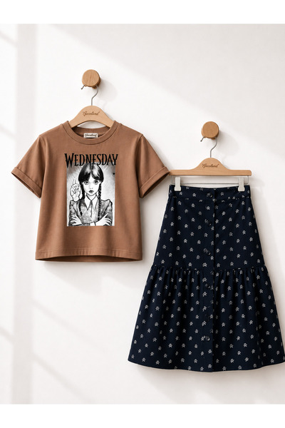 Gocoland Wednesday Printed T-Shirt and Skirt Set