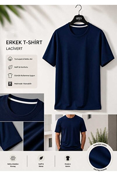 BEYAZTOPTAN Men's Cotton-Modal Fabric Breathable Basic Modern Cut Casual T-Shirt