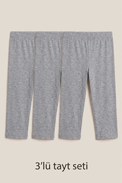 enmodaiçgiyim Women's 3-Piece Gray Plus Size Cotton Lycra Below Knee Capri Le...