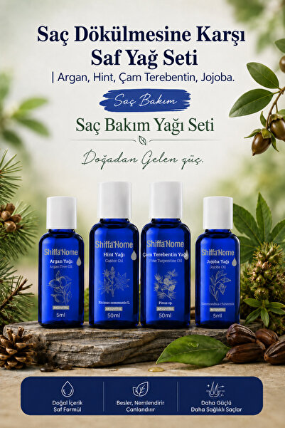 Shiffa Home Pure Oil Set Against Hair Loss |   Argan, Indian, Pine Turpentine...
