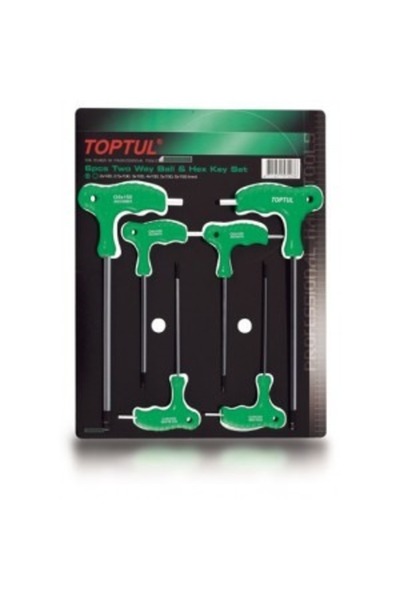 TOPTUL Hexagon wrench Top Bottom Set with handle 2-6 mm (6 pieces)