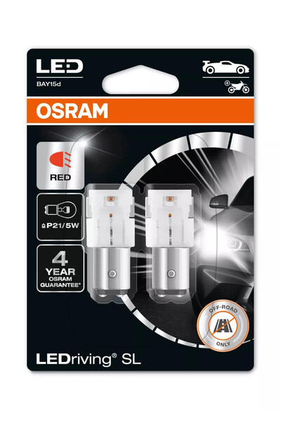 Osram Bec LEDriving SL P21/5W Rosu | 12V - BAY15d - Set 2 buc (Off-Road)