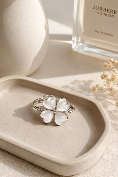 BALVORA VENTO Women's Steel Clover Stress Ring Adjustable Color Does Not Fade