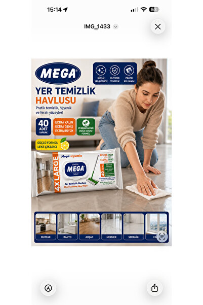 shop MEGA Yer Temizlik Havlusu 40 Yaprak 4XL Büyük Boy Islak Zemin Temizlik B...