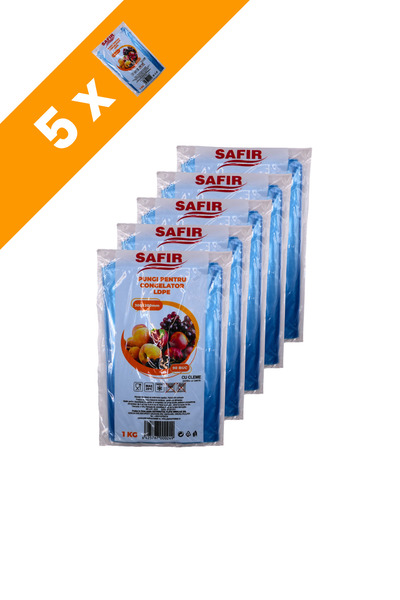 SAFİR Set de 5 pungi de congelare cu închidere prin clips, 1 kg, 20x30 cm, Al...