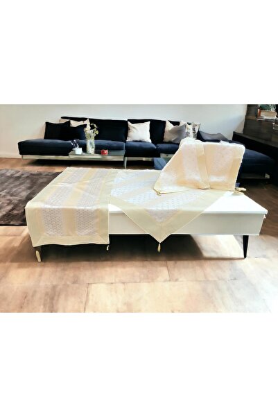 Linea Home Σετ τετράγωνων σχημάτων 7 τεμαχίων. Σατέν Ζακάρ με διακοσμητικά τε...