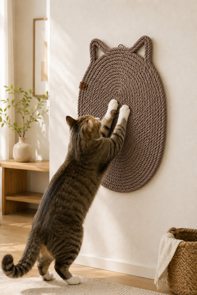 Naspar Dark Mink Color 100% Organic Jute Rope Stitched Cat Scratching Mat Nat...