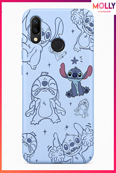 Molly HUAWEİ Y7 2019 İçin Bebe Mavisi Stitch Tatlı Çılgınlık Desenli Silikon ...