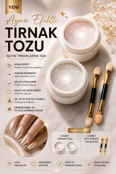SEVRU Tırnak Süsleme Tozu Nail Art İnci Tozu Renkli Set, Kalıcı Oje, Protez T...