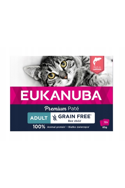 NO BRAND Hrana umeda pentru pisici EUKANUBA Adult Grain Free Somon (12 x 85 g)