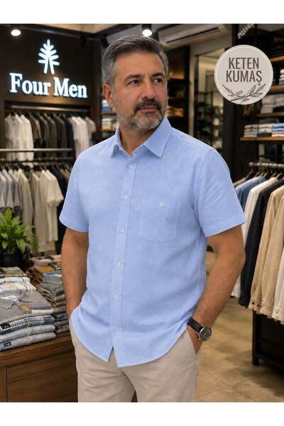 EREN STYLE Linen Linen Classic 100% pamučna majica kratkih rukava protiv znoj...