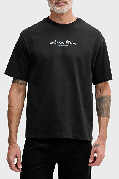 Calvin Klein % 100 Pamuk Logolu Grafik Baskılı Bisiklet Yaka T Shirt LV04RG81...