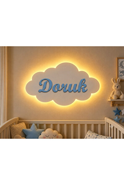 Runc Design Led Işıklı Bebek ve Çocuk Odası Duvar Dekorasyonu - Bulut Figürlü...