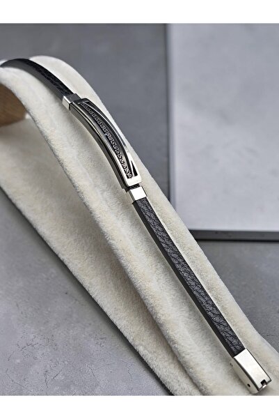 tgtakgüzelleş Leather Steel Men's Bracelet