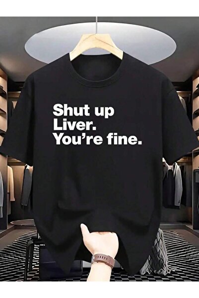 KYMC07 Liver You're Fine Men' Crew Neck T-Shirt Fashion Slogan Design