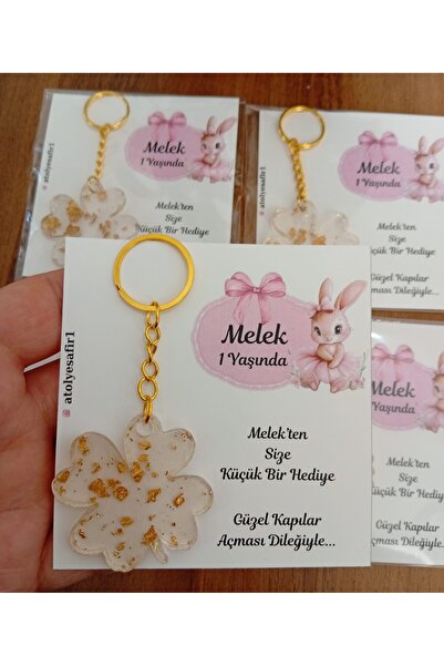 sevgiliatolyemm mutluluk getirmesi dileğiyle Rabbit Themed Card Clover Keycha...