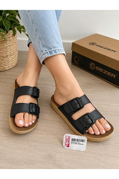 GEZER Double Buckle Economical Water Resistant Pool Beach Daily Slippers