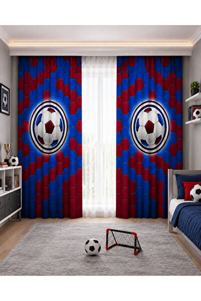 HOMESSA Burgundy Blue Bulk Double Winged Children's Room Background Curtain