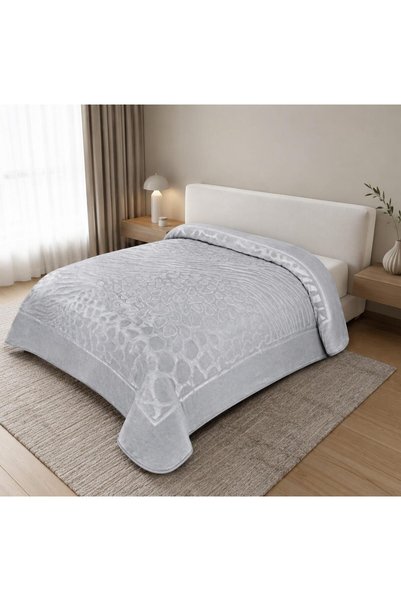 Linea Home Ανάγλυφη Βελούδινη Κουβέρτα Φόρζα Σιλκ Τατς Ασημί Σούπερ Διπλό 220...