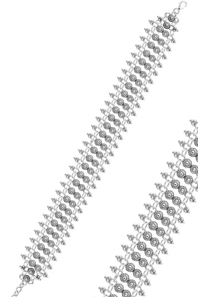Söğütlü Silver 925 Ayar Gümüş Bileklik Oksitli Telkari Geleneksel Kırkayak Mo...