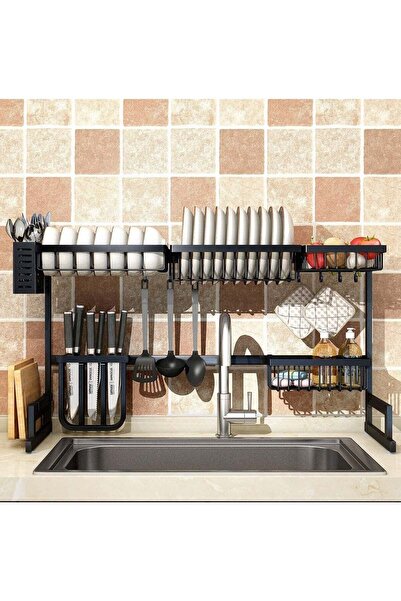 Generic Over The Sink Dish Drying Rack Organizer Black