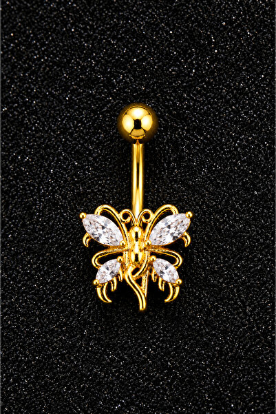 ömay takı Peri Kristal Zirkon 316 L Cerrahi Çelik Göbek Piercing