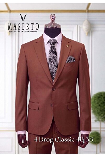 Taba Klasik Takım Elbise 4 Drop Slim Fit