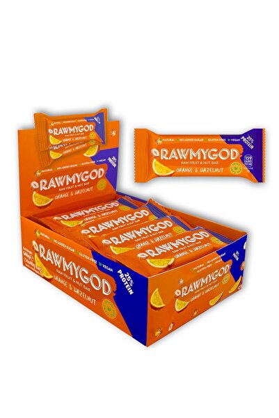 RAWMYGOD Batoane proteice Orange & Hazelnut 16x40g – snack vegan fara zahar a...