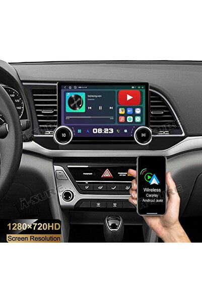 Carplayer شاشة أندرويد لسيارة هيونداي إلنترا موديل 2016-2020، مع مقبضين، ذاكر...