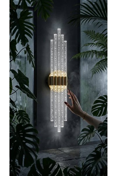 BACKHOME Bhbackhome Aura Large 56 cm Modern Design Led Sconce - Wall Lamp - Gold Case - White Led - Electric