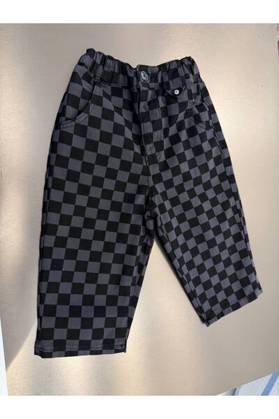 Generic Brand Boy's Black and Gray Checkered Balloon Jeans (2/7 Years)