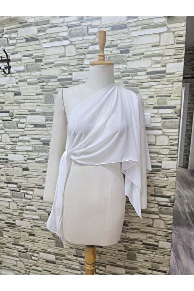 Qrsln Mira multi fonksiyonlu şifon şal bolero beyaz
