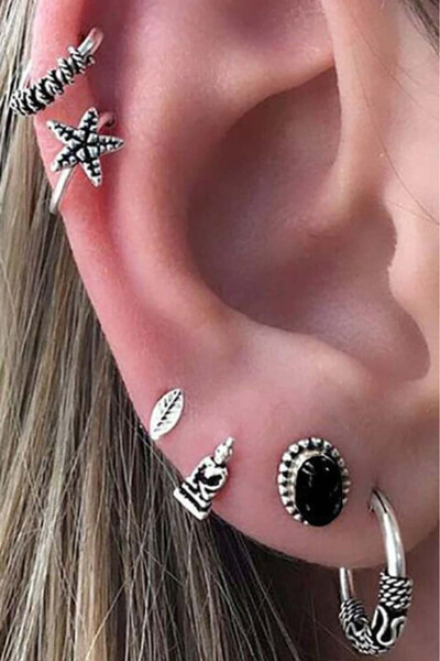 VeeShop Σετ σκουλαρίκια και μανσέτα αυτιού (ear cuff) για τον κορυφαίο και το...
