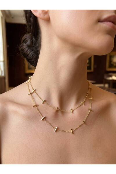 18K gold 90cm çelik kolye
