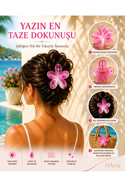Darya Acrylic Hair Clip with Lotus Flower Figure
