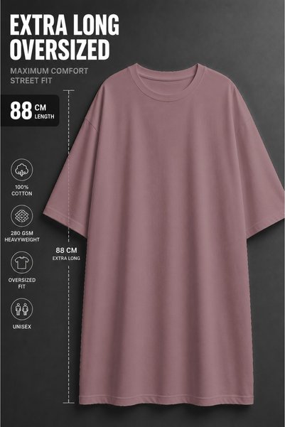 JANTIL MODA Tricou tunică de bază, supradimensionat și extra lung, pentru fem...