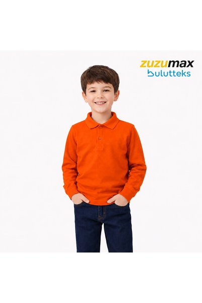 bulutteks okul turuncu Polo Yaka uzunkol tişört kıyafetleri üniforması çocuk ...