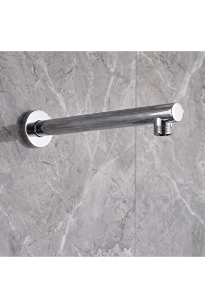 Black even 40 cm Round Chrome Wall-Mounted Shower Arm - Black Dawn