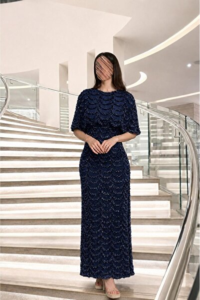 Mar style Luxury Beaded Embroidery Midi Evening Dress and High Fashion Flowin...