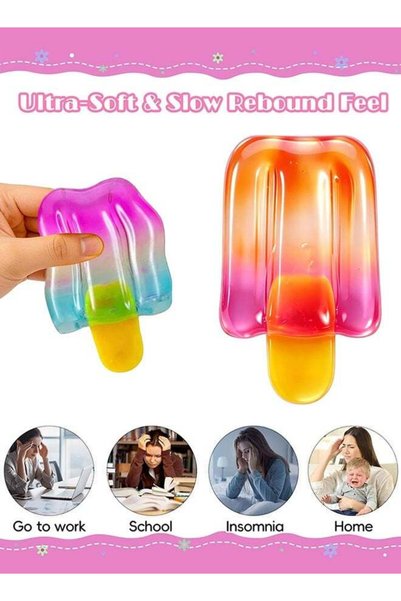 Needoh 2Pcs Popsicle Ice Cream Slow Rising Squishy Soft Fidget Toy Stress Relief for Kids & Adults