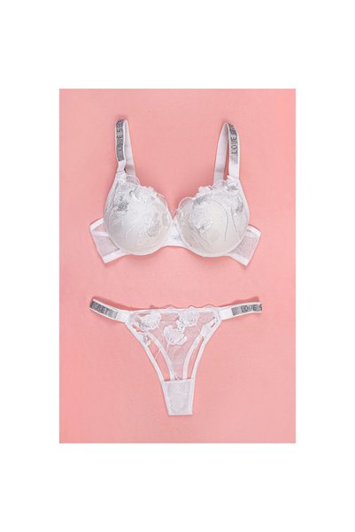 TILSIM UNDERWEAR Λευκό φλοράλ σετ push up