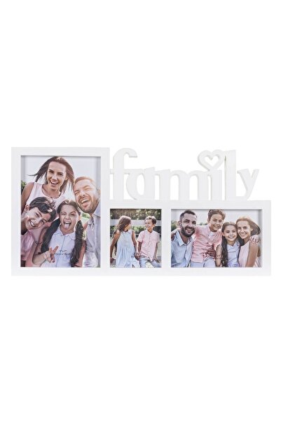 OEM Ramă foto decorativă 3D albă „Familie” pentru 3 fotografii, 40x20cm