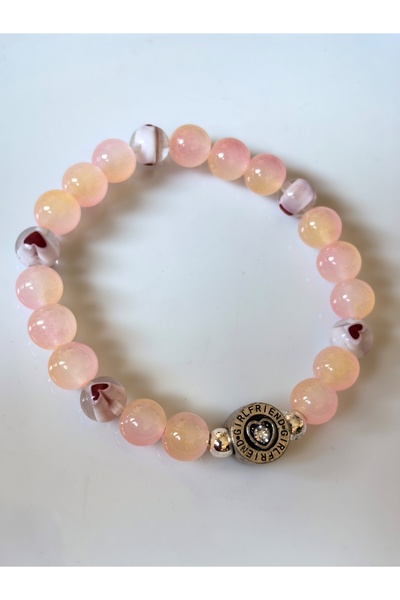 THİNBLACK Salmon Color Agate Natural Stone Friendship Bracelet – with the Wor...