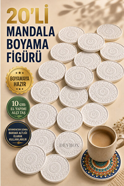 devhome 20'li Mandala Bardak Altlığı Boyama Figürü 10 cm | El Yapımı Alçı Taş...
